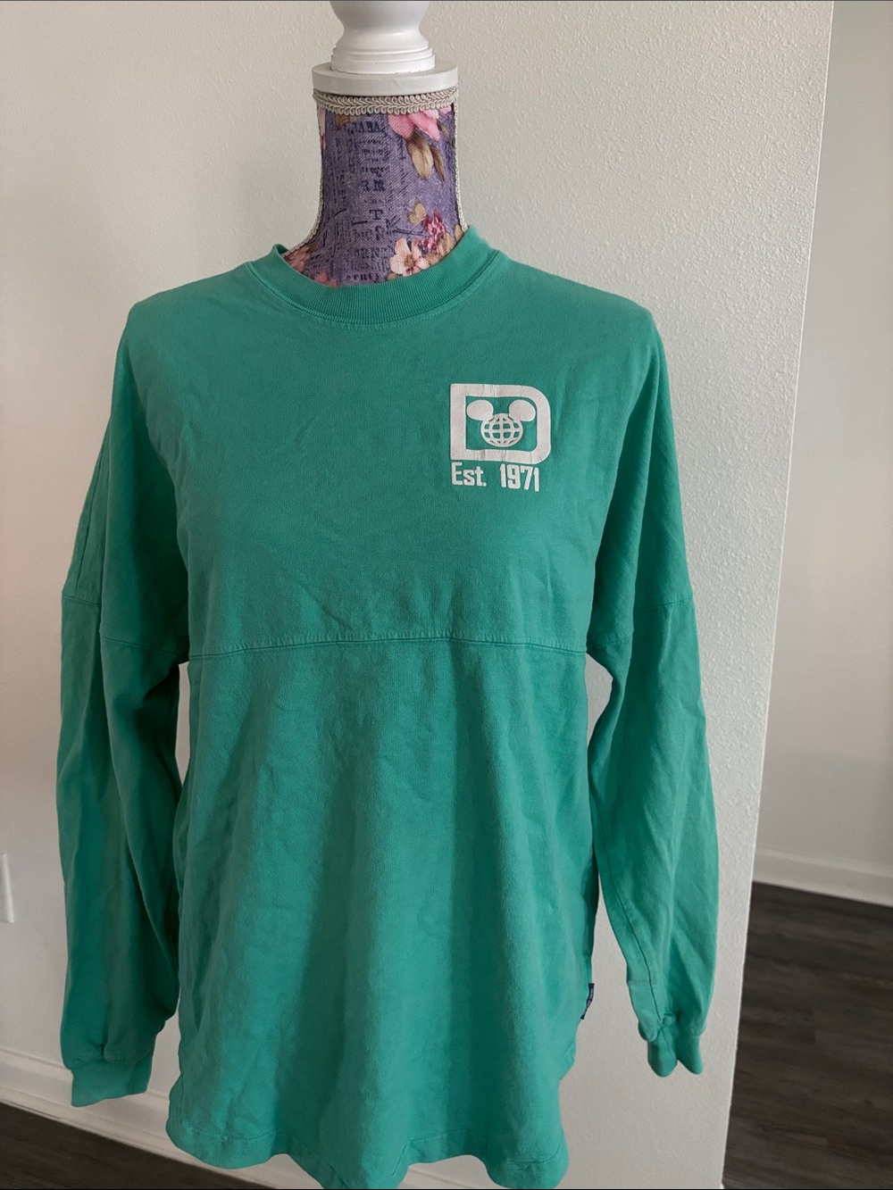 Disney Teal Long-Sleeve Crewneck Shirt